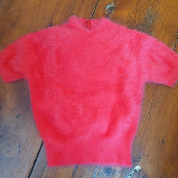 Vintage Sweaters - Vintage angora handmade short sleeve sweater